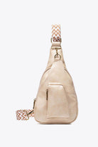 Trendsi pink PU leather sling bag with stylish zigzag strap and multiple pockets