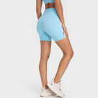 Trendsi high-rise biking shorts in light blue for comfortable and stylish workouts