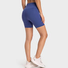 Trendsi high-rise biking shorts in blue for women, perfect for workouts and casual wear