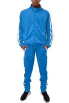 Stylish men's 2PC track set in blue featuring a jacket and pants, perfect for casual outings