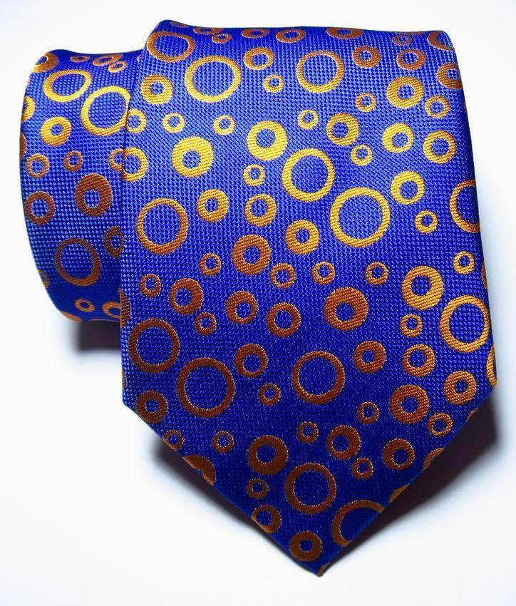 Stylish black orange dot tie designed with vibrant circular patterns for fashionable men's accessories