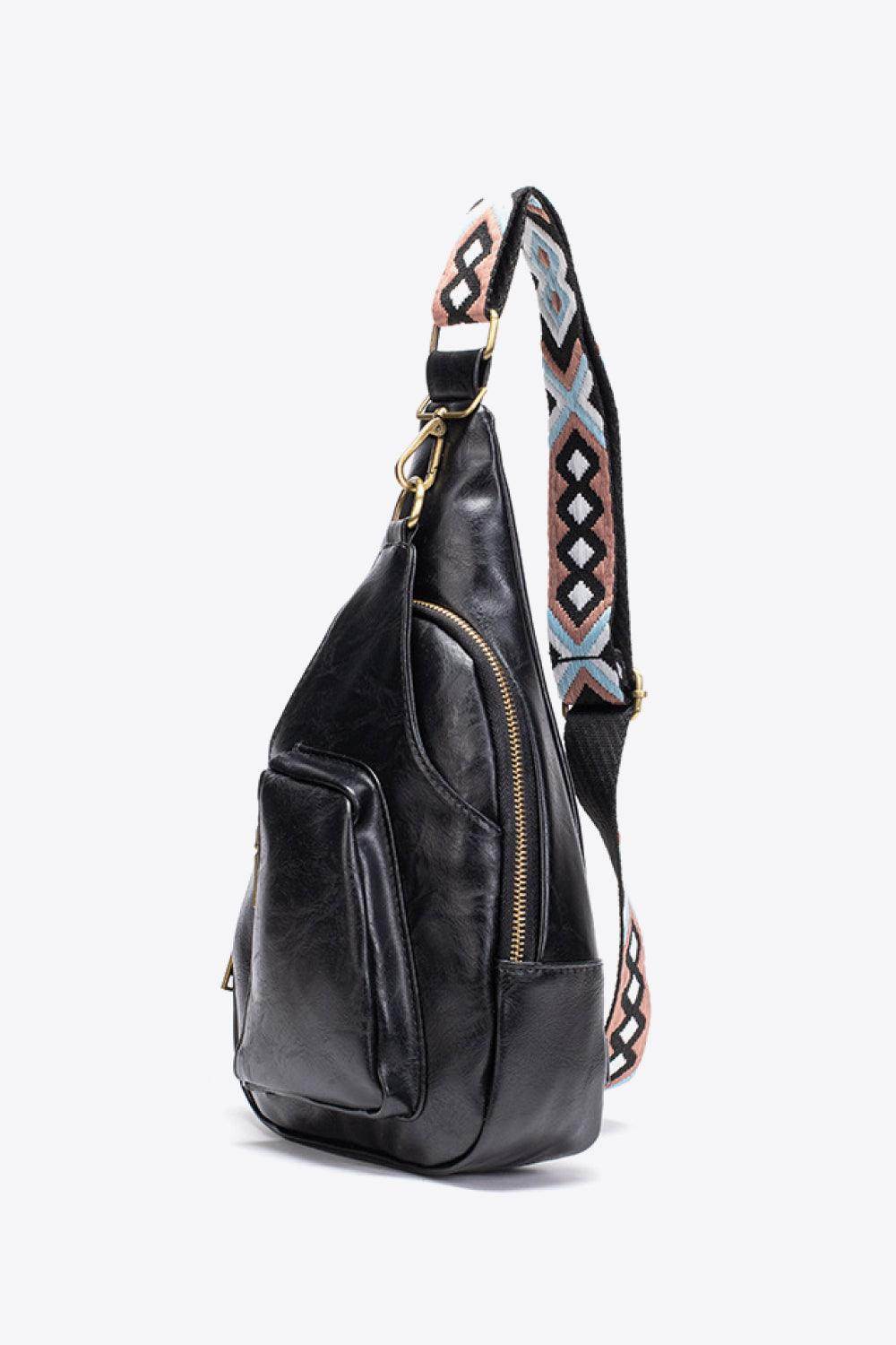 Trendsi pink PU leather sling bag with stylish design and adjustable strap for casual outings