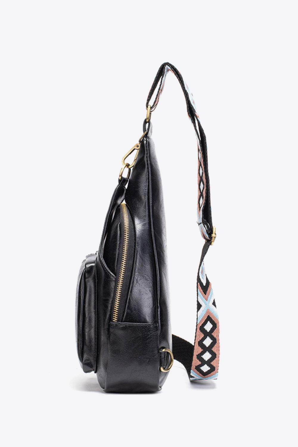 Stylish black backpack with a unique design and adjustable straps, perfect for daily use