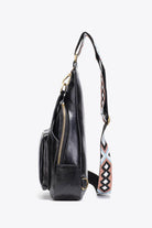 Stylish black backpack with a unique design and adjustable straps, perfect for daily use