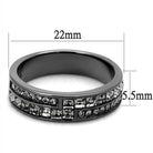 Black stainless steel rings with sparkling crystals, featuring a 22mm width and 5.5mm height
