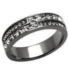 Black stainless steel rings featuring sparkling crystal accents for a stylish look