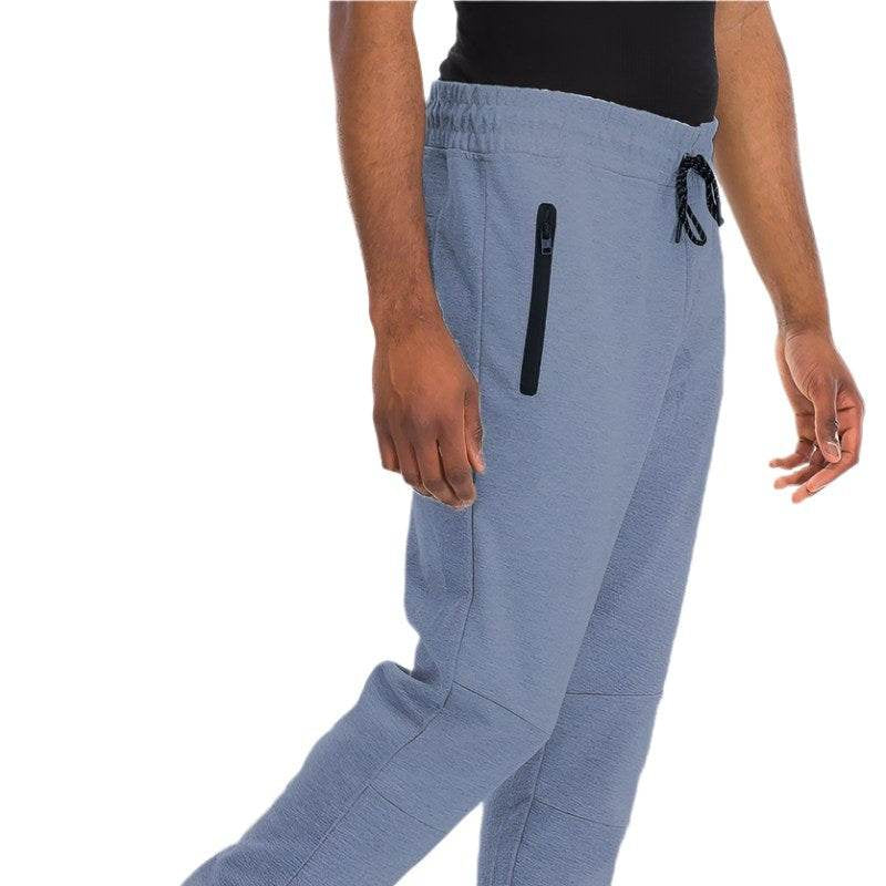 Stylish blue cotton sweatpants men with zippered pockets for casual comfort and everyday wear