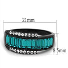 Black Band Women's Blue Zircon Crystal Ring with Elegant Baguette and Round Stones