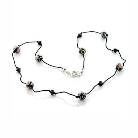 Boho epoxy bead necklace with colorful beads and black cord for a stylish summer accessory