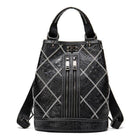 Stylish boho leather travel backpack with quilted design and dual zipper for convenient storage