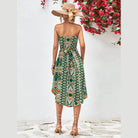 Trendsi boho style strapless dress with vibrant patterns and a flowy silhouette for casual summer outings