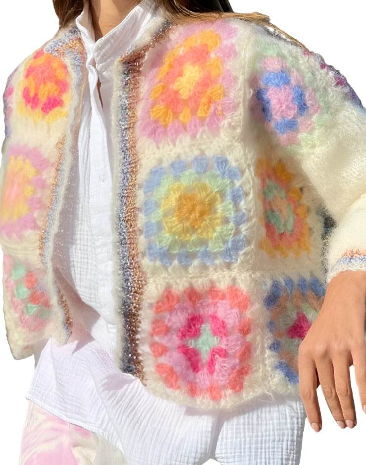 Colorful Women's Sweater from VacationGrabs in boho vacation style clothing with floral patterns