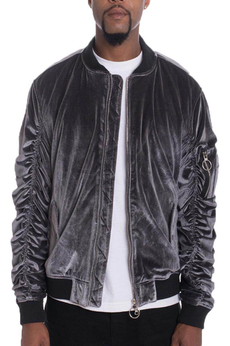 Men's bomber jacket 4 colors with stylish ruched sleeves and comfortable fit for casual wear
