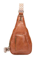 Trendsi pink PU leather sling bag with stylish adjustable strap and zippered pocket