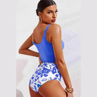 Half Snap Square Neck Tankini Set - VacationGrabs