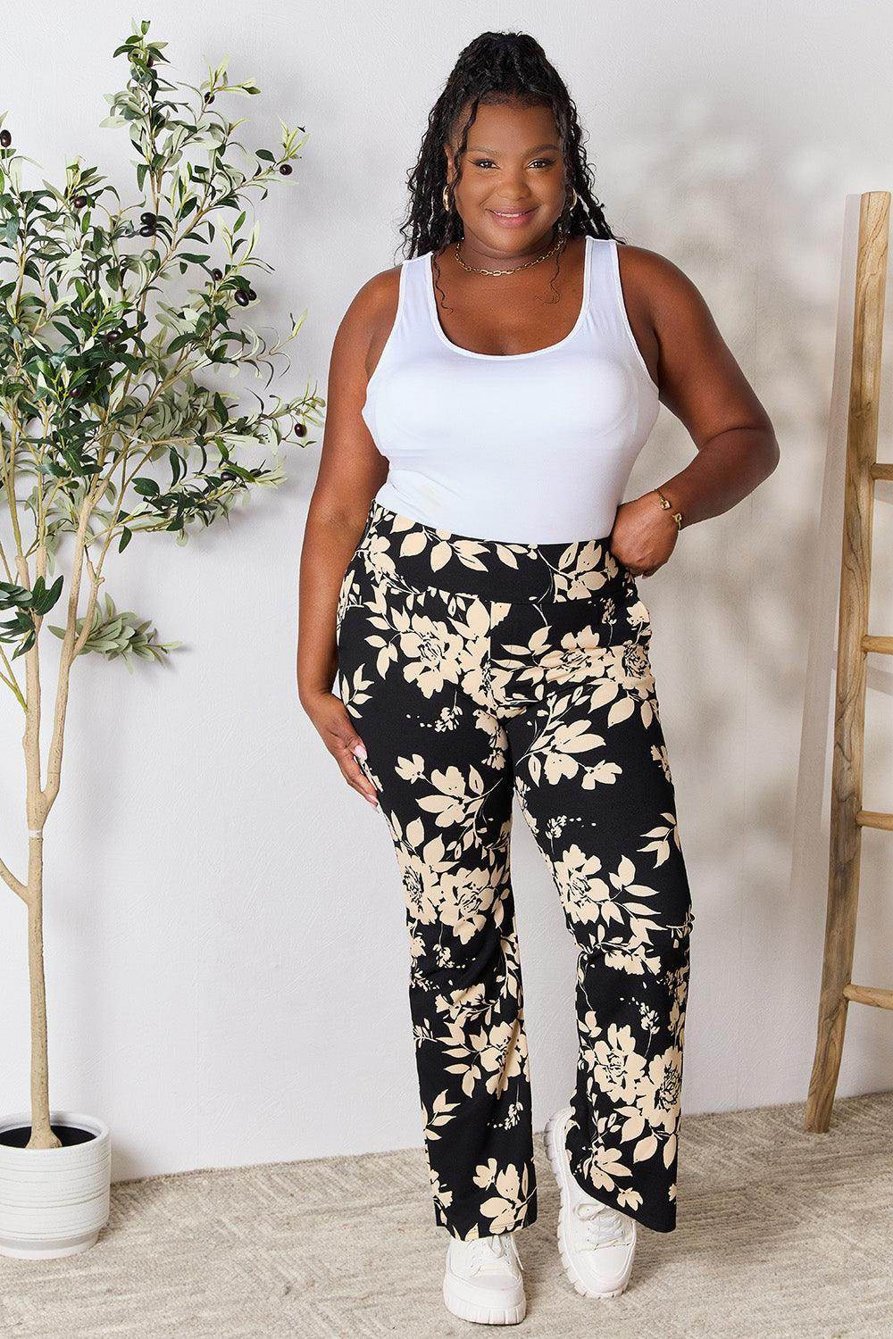 Heimish Full Size High Waist Floral Flare Pants - VacationGrabs