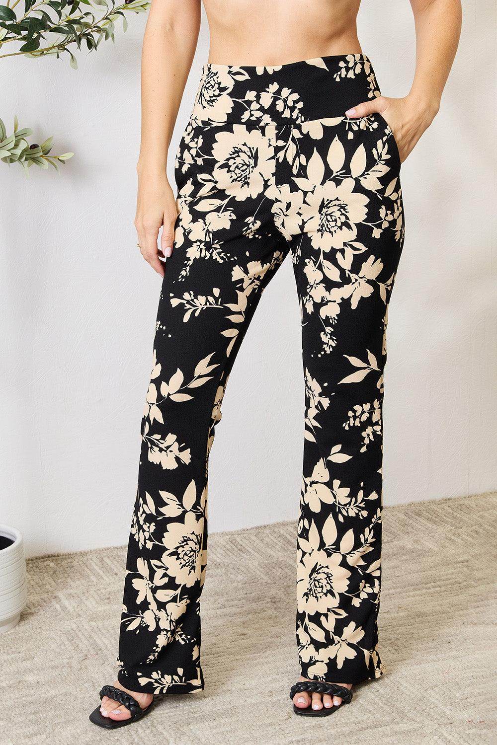 Heimish Full Size High Waist Floral Flare Pants - VacationGrabs