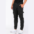 WEIV Men's Casual Cargo Joggers in Black with Side Pockets and Drawstring Waist for Comfort