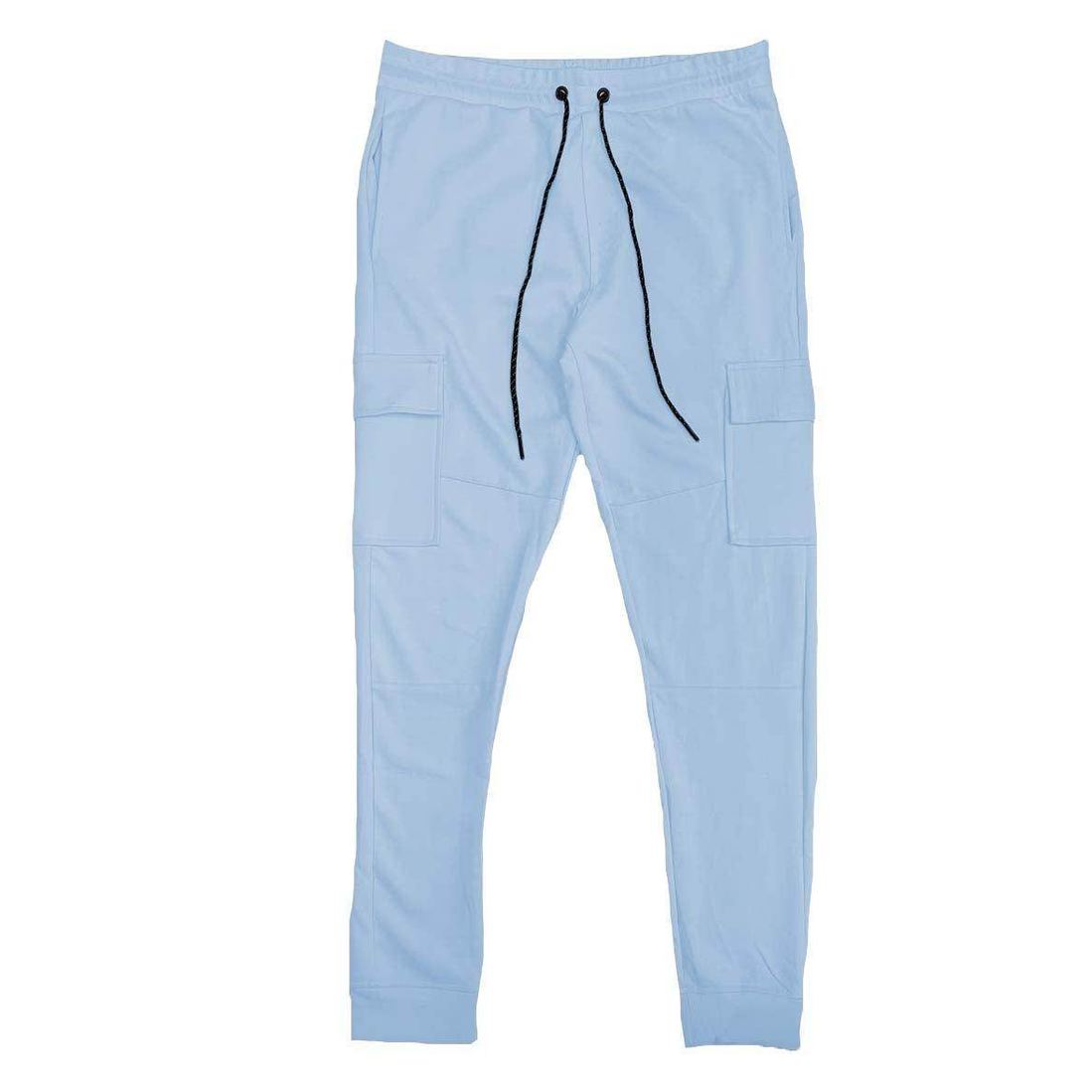 Light Blue WEIV Casual Cargo Joggers with Adjustable Drawstring and Side Pockets