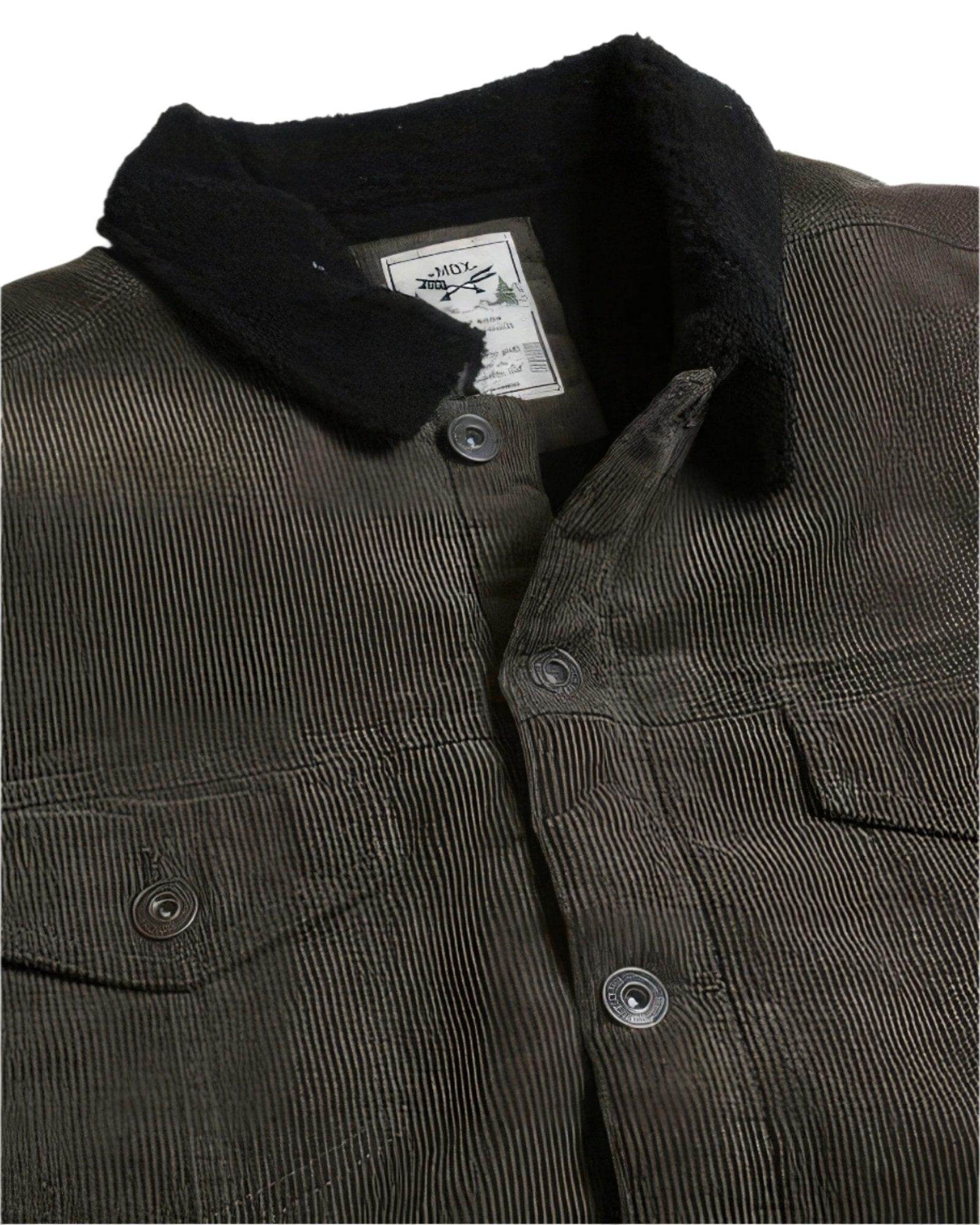 Casual Corduroy Lined Trucker Jacket Olive Green - VacationGrabs