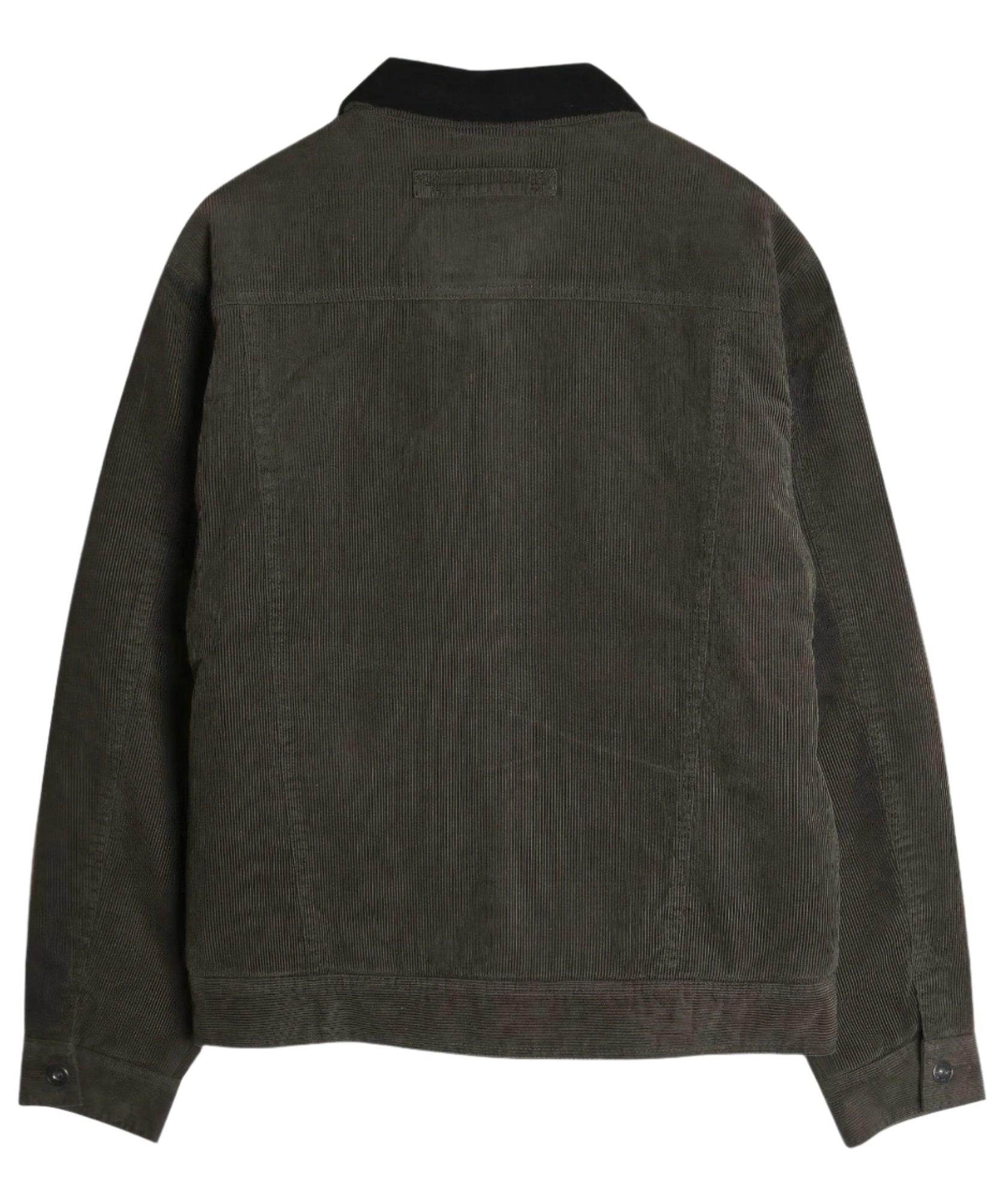 Casual Corduroy Lined Trucker Jacket Olive Green - VacationGrabs