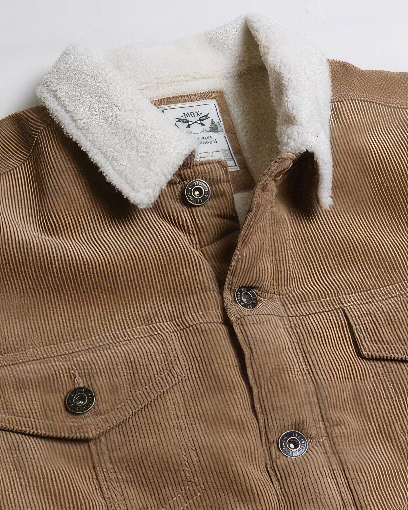 Casual Corduroy Lined Trucker Jacket Sand Brown - VacationGrabs