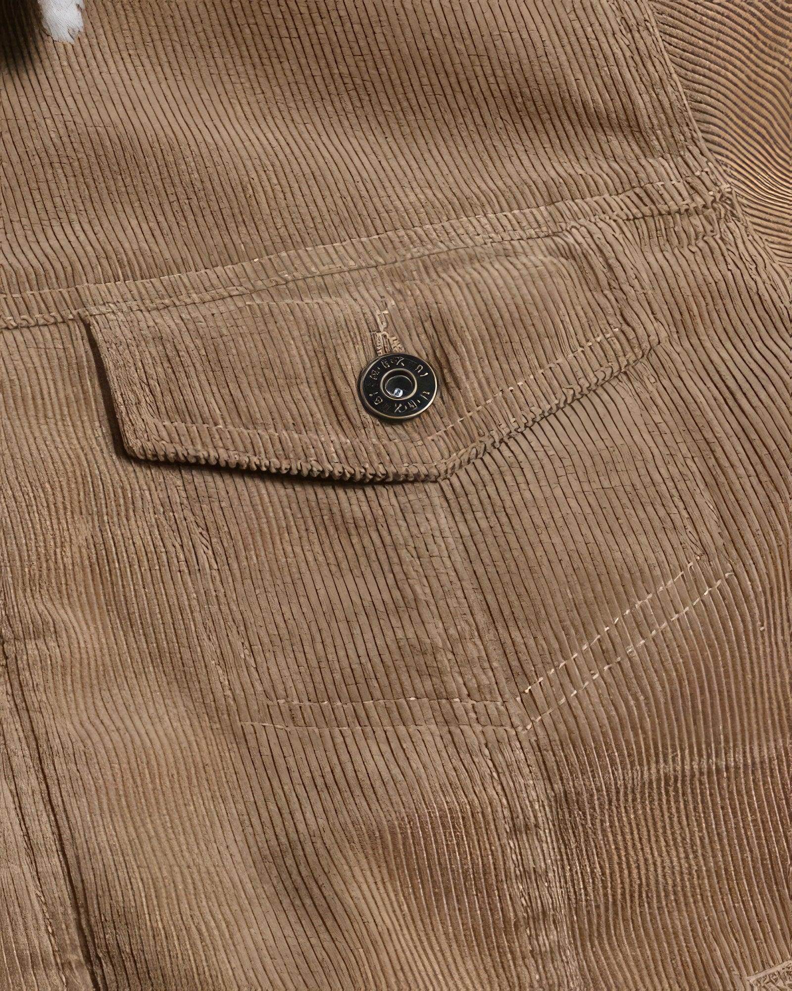 Casual Corduroy Lined Trucker Jacket Sand Brown - VacationGrabs