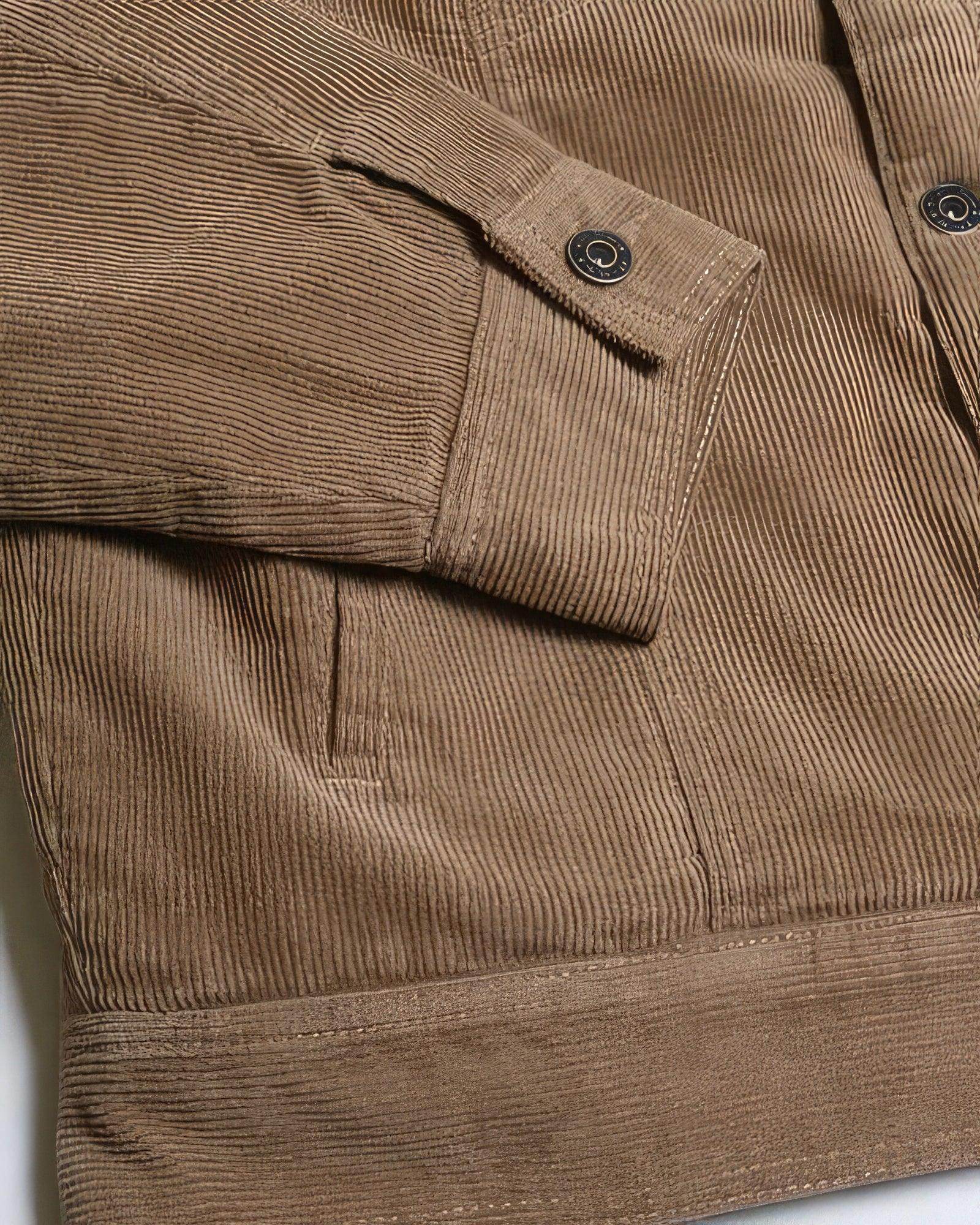 Casual Corduroy Lined Trucker Jacket Sand Brown - VacationGrabs
