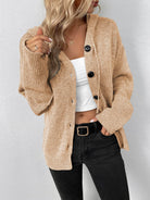 Trendsi casual hooded cardigan in soft beige with button closure and relaxed fit for everyday wear