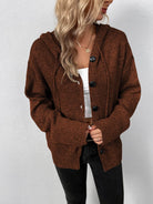 Trendsi casual hooded cardigan in brown with buttons and oversized fit for comfortable layering