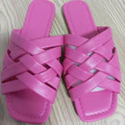 Red Iphigenia pink women's casual outdoor flat sandals with a stylish crisscross design
