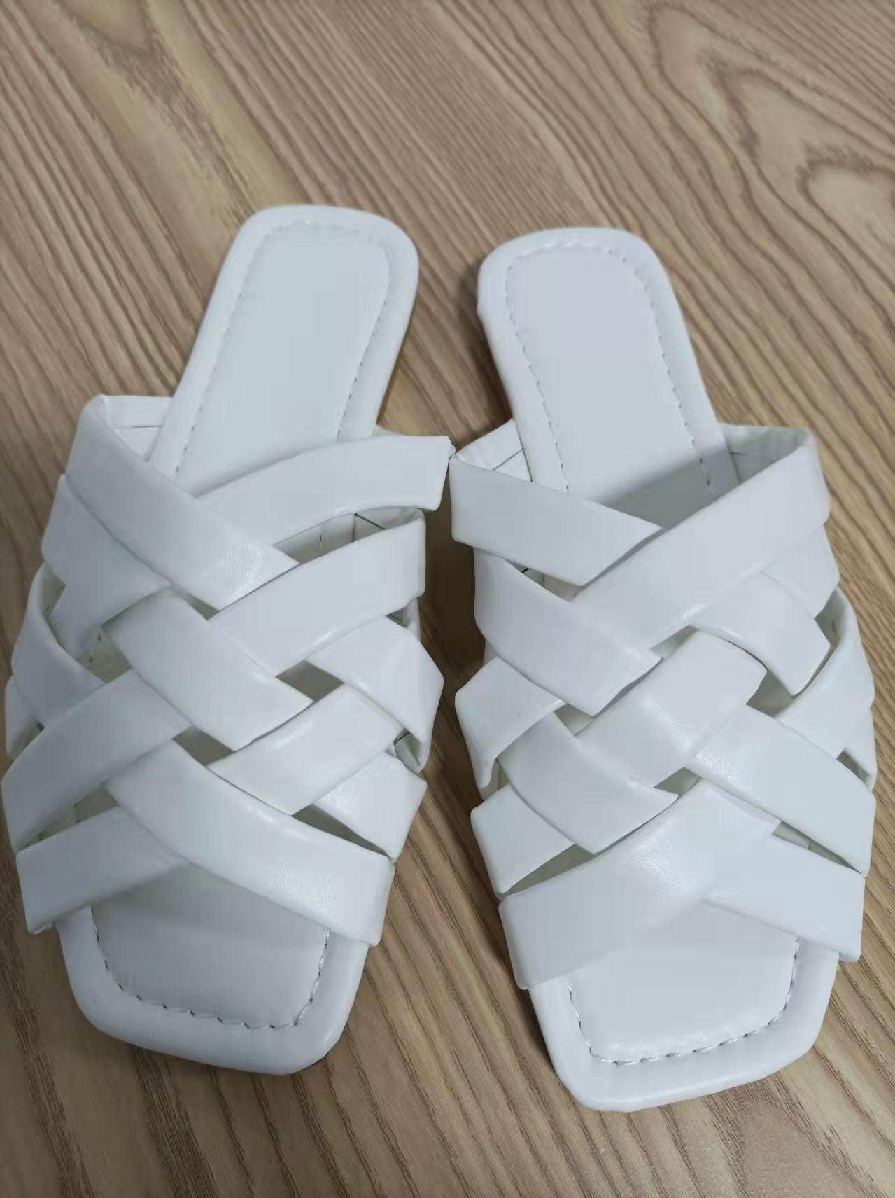 White Red Iphigenia casual outdoor flat sandals with stylish crisscross design for summer wear