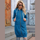 Trendsi Women's Casual Travel Hoodie in Blue with Front Pockets and Zip Closure