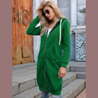Trendsi green casual travel hoodie with zipper and pockets for stylish comfort on the go