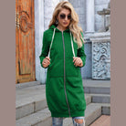 Trendsi green casual travel hoodie with front pockets and zip closure for comfortable outings