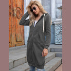 Trendsi women's casual travel hoodie cardigan in gray with full zip and front pockets