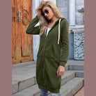 Trendsi Women's Casual Travel Hoodie in Olive Green with Zip Closure and Front Pockets