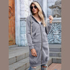 Trendsi Women's Casual Travel Hoodie in Gray with Front Pockets and Zip Closure