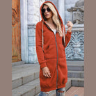 Trendsi Women's Casual Travel Hoodie in Rust with Zipper and Large Pockets for Comfortable Outings