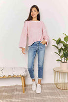 Trendsi Women’s Casual Vacation Knitwear in Pink with Bell Sleeves and Relaxed Fit
