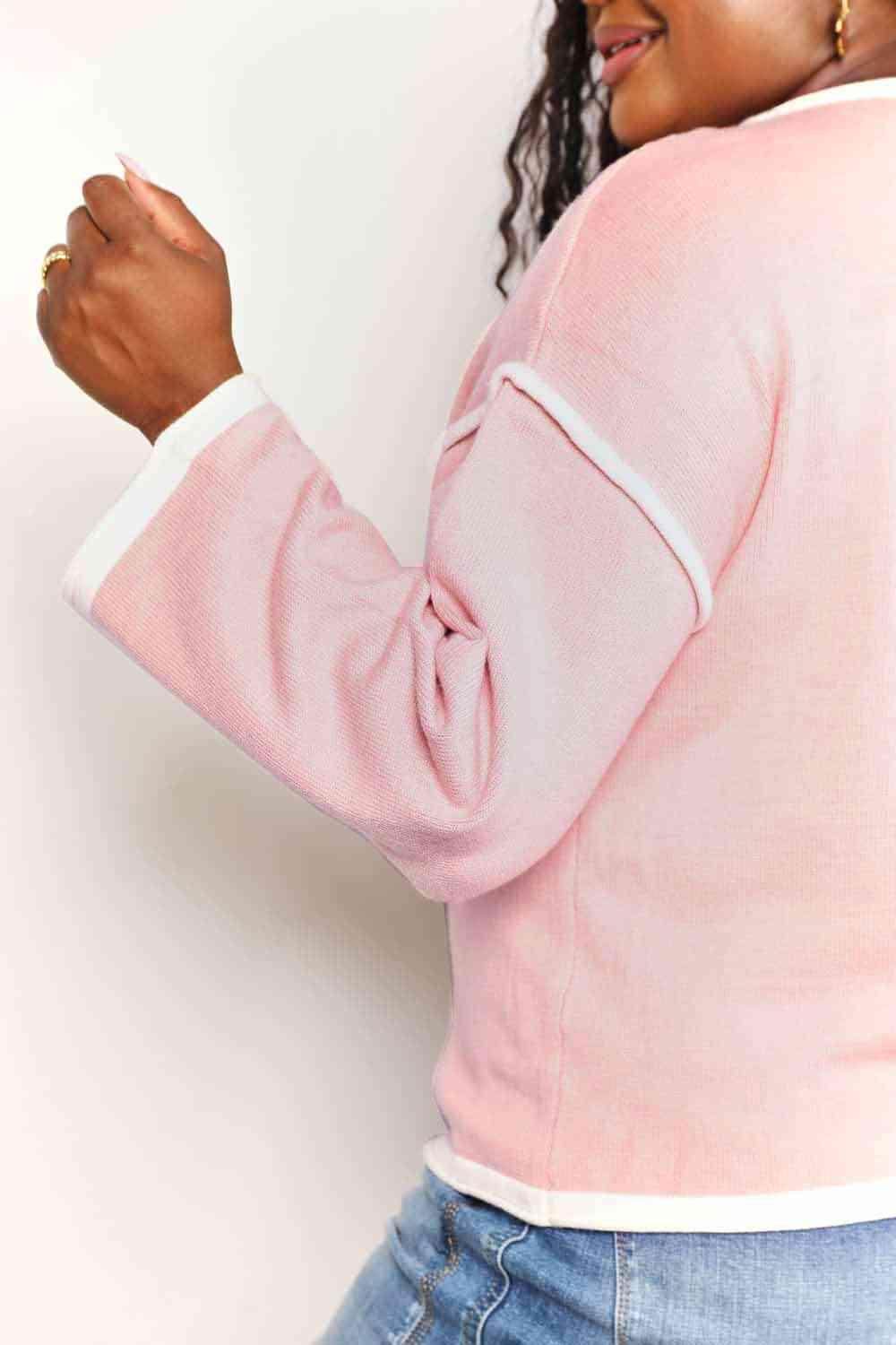 Trendsi Women's Casual Vacation Knitwear in Light Pink with Stylish Long Sleeves