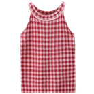 Trendsi Women's Casual Vacation Knitwear in Red and White Checkered Pattern for Summer Outings
