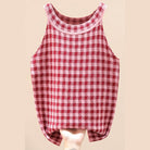 Trendsi Women's Casual Vacation Knitwear in Pink and Red Checkered Pattern for Relaxed Summer Outfits