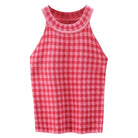 Trendsi Women's Casual Vacation Knitwear in Red Gingham Pattern for Summer Outings