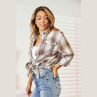 Trendsi Women's Casual Vacation Shirt in plaid design, perfect for relaxed summer outings