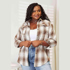Trendsi Women's Casual Vacation Shirt in Beige Plaid Pattern for Relaxed Summer Outfits