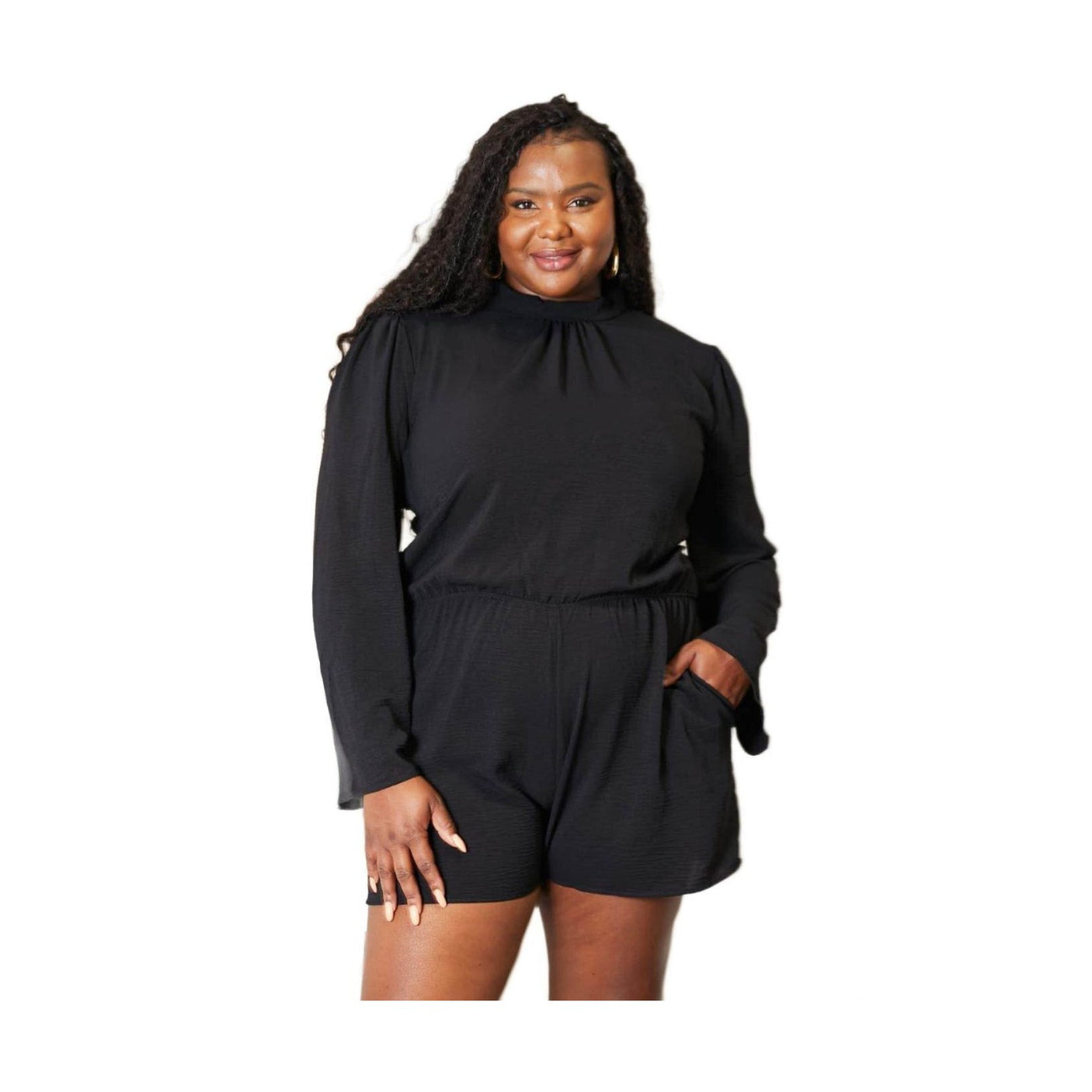 Culture Code Full Size Open Back Romper with Pockets - VacationGrabs