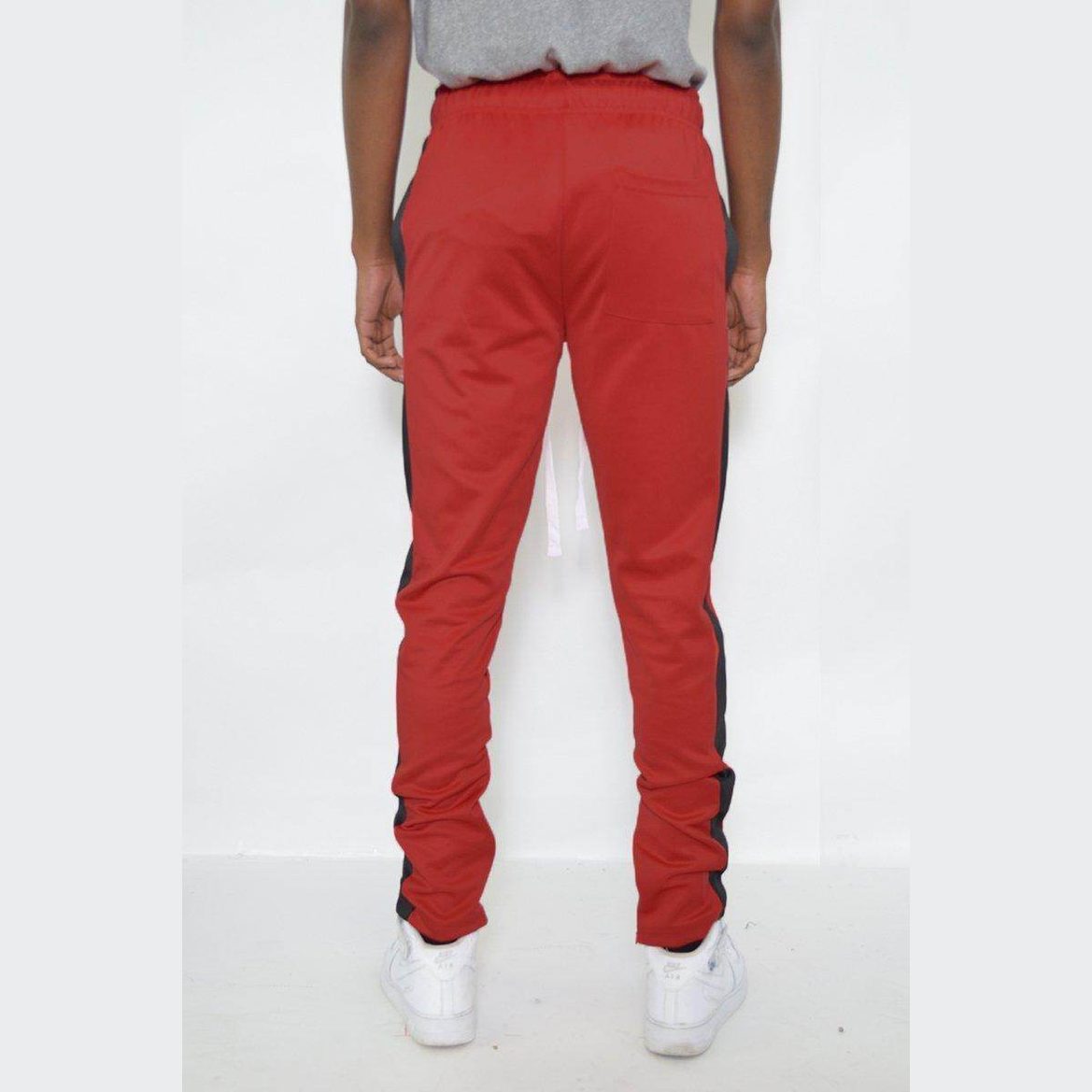 Red WEIV classic track pants for men with a stylish design and comfortable fit, perfect for leisure or workouts