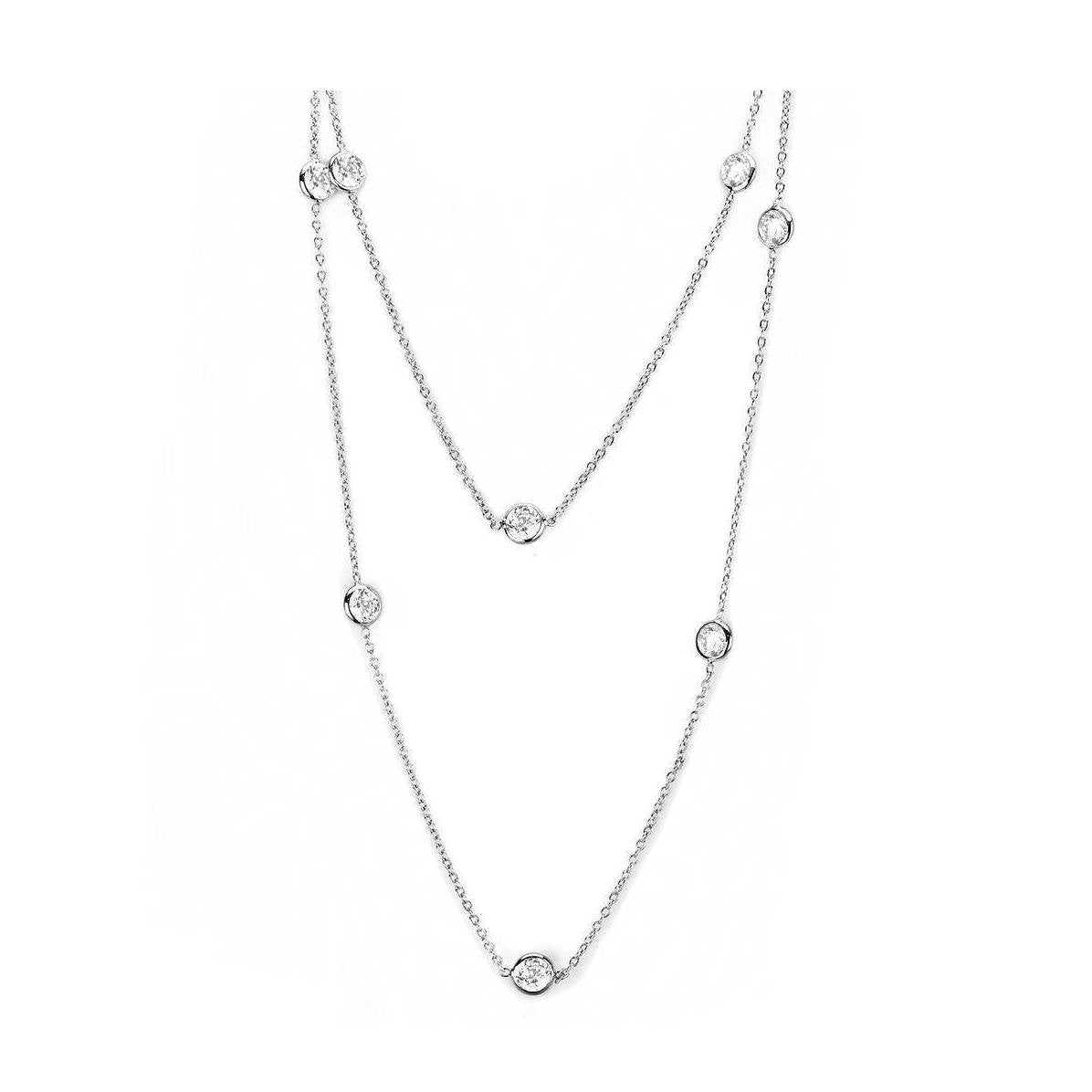 Clear cubic zirconia layered necklace featuring multiple sparkling stones on a delicate chain