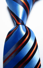 Colorful striped silk neckties in blue and orange for stylish men's accessories